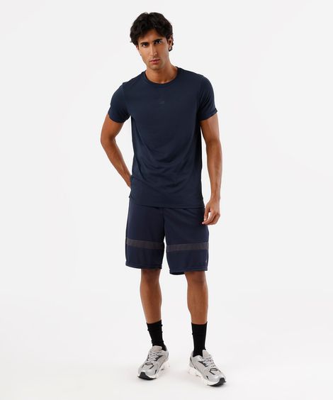 bermuda masculina esportiva com recortes texturizada azul