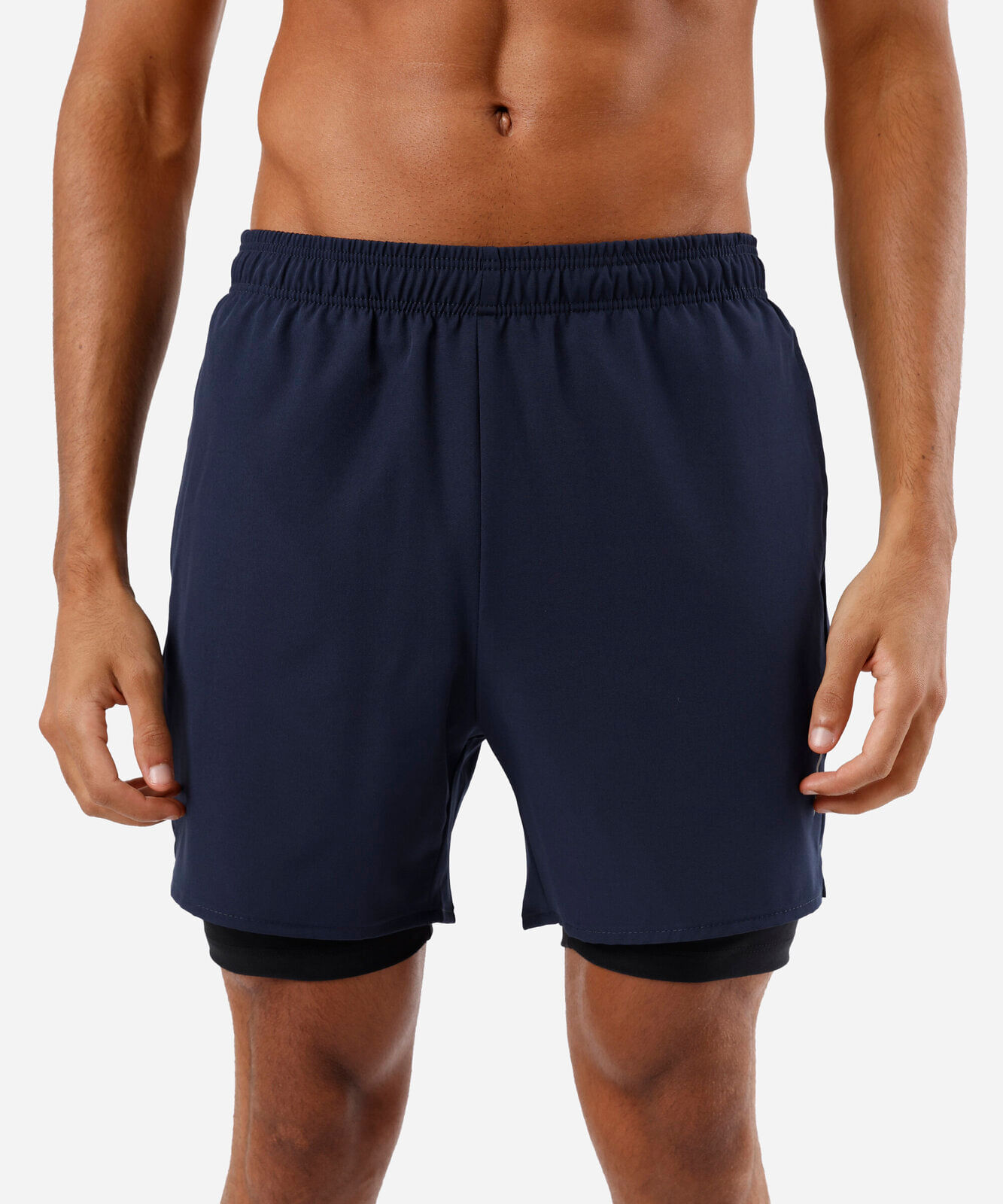 short esportivo masculino com bermuda de compressão azul