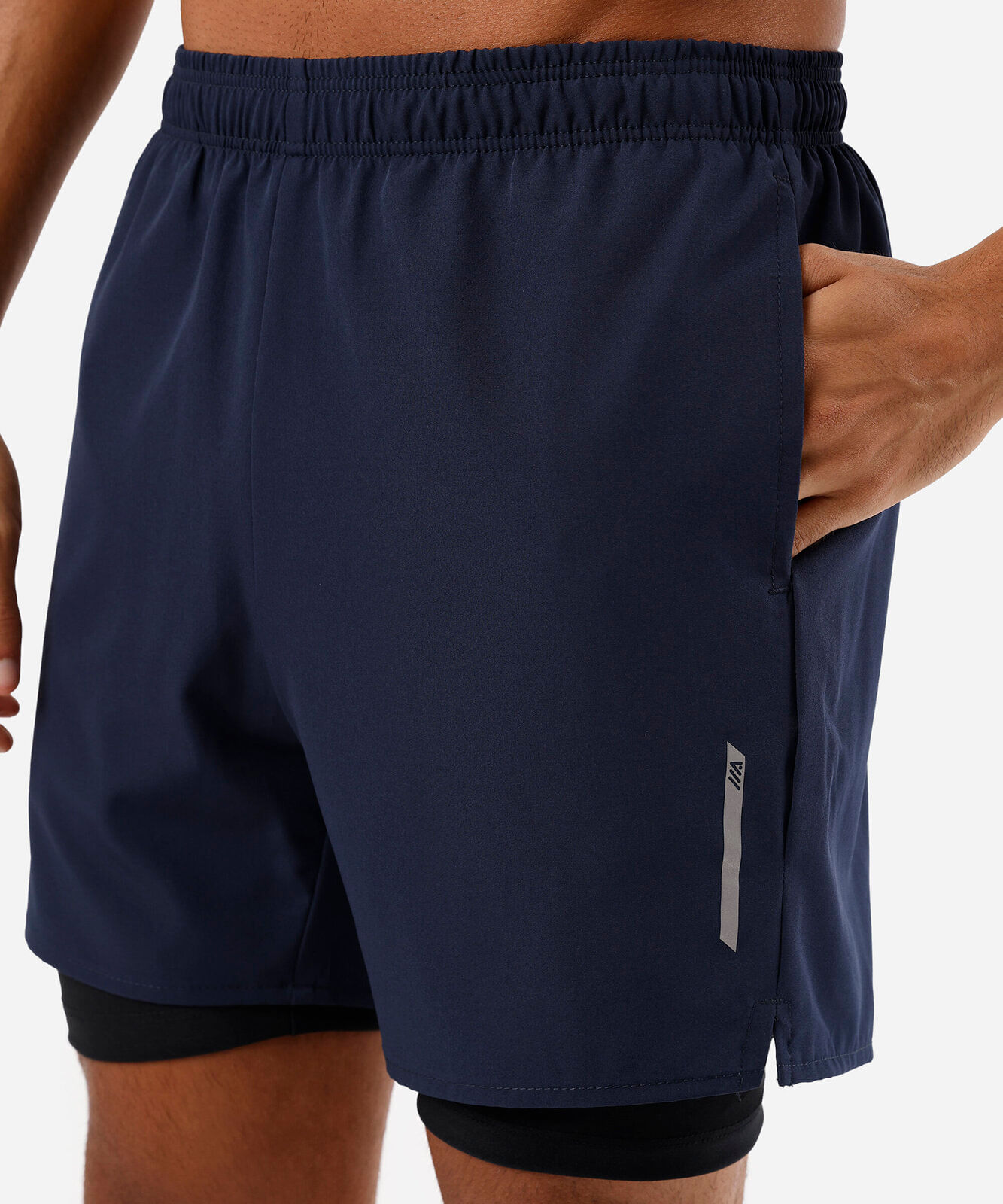 short esportivo masculino com bermuda de compressão azul