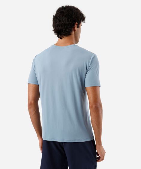 camiseta esportiva masculina de poliamida manga curta estampada azul