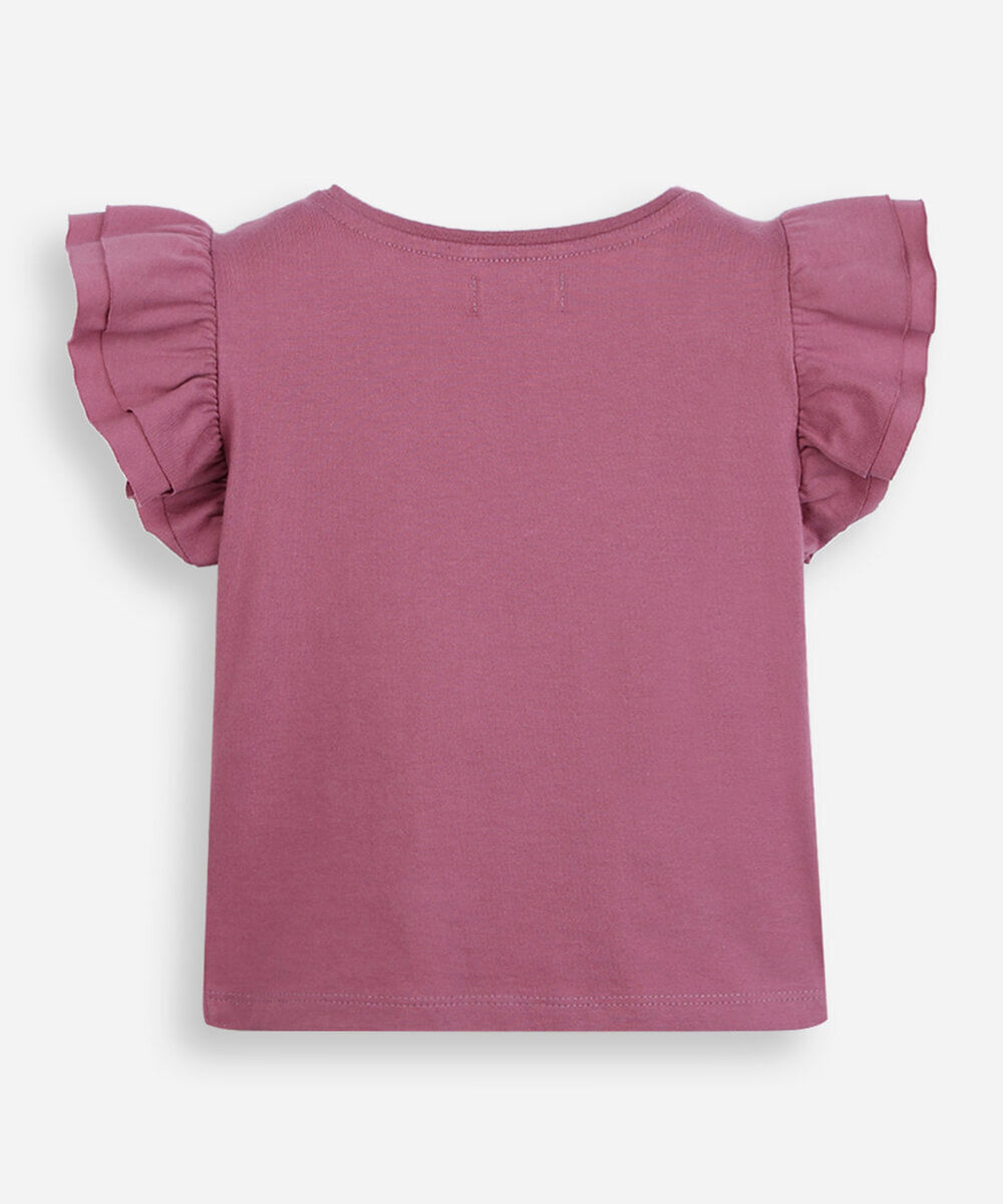 blusa infantil de algodão bordado borboleta com paetê rosa