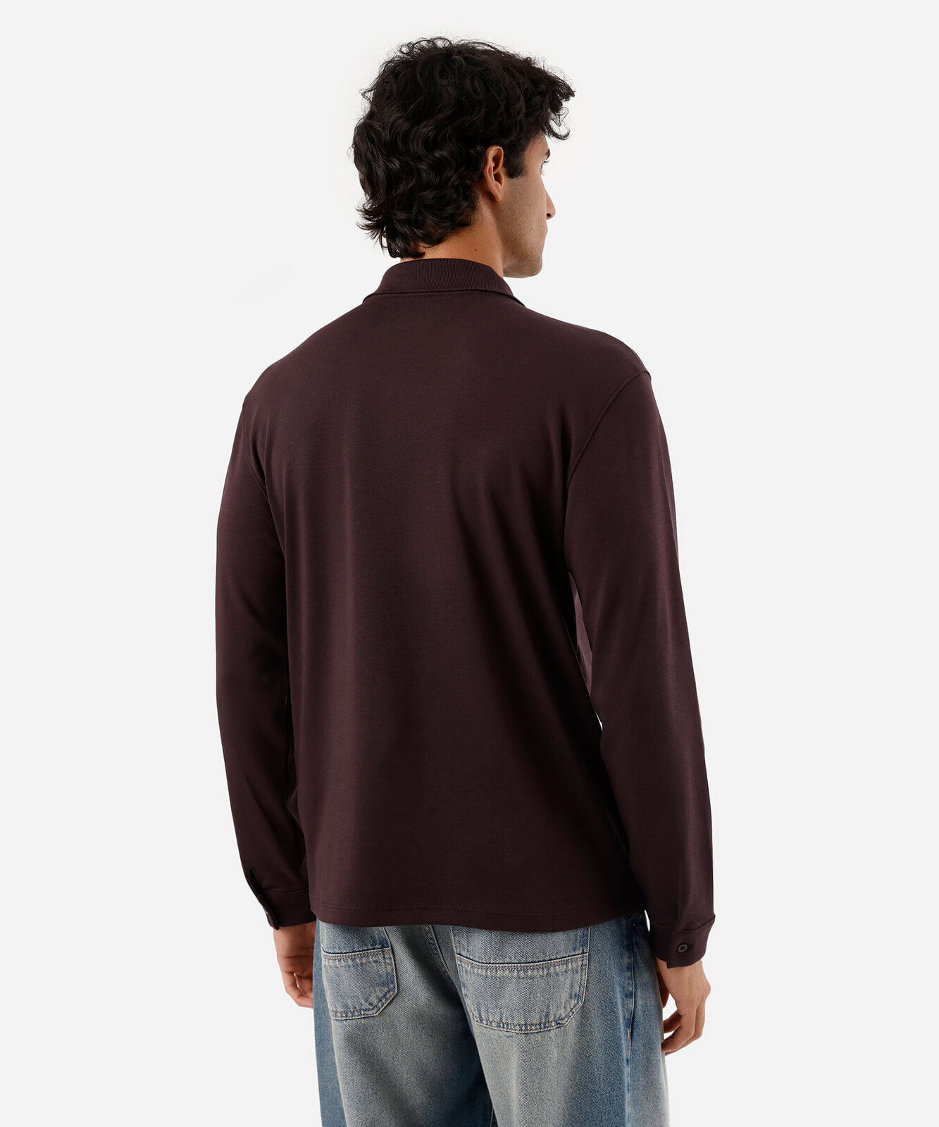 polo masculina de algodão manga longa vinho