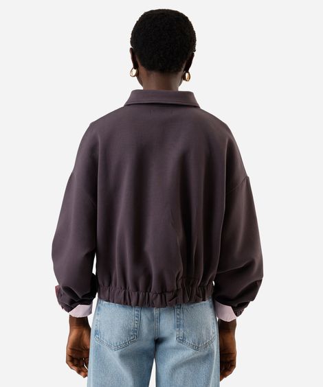 jaqueta bomber feminina com pregas cinza