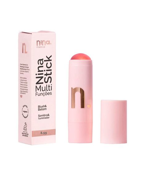 blush stick nina makeup multifunções peach glow