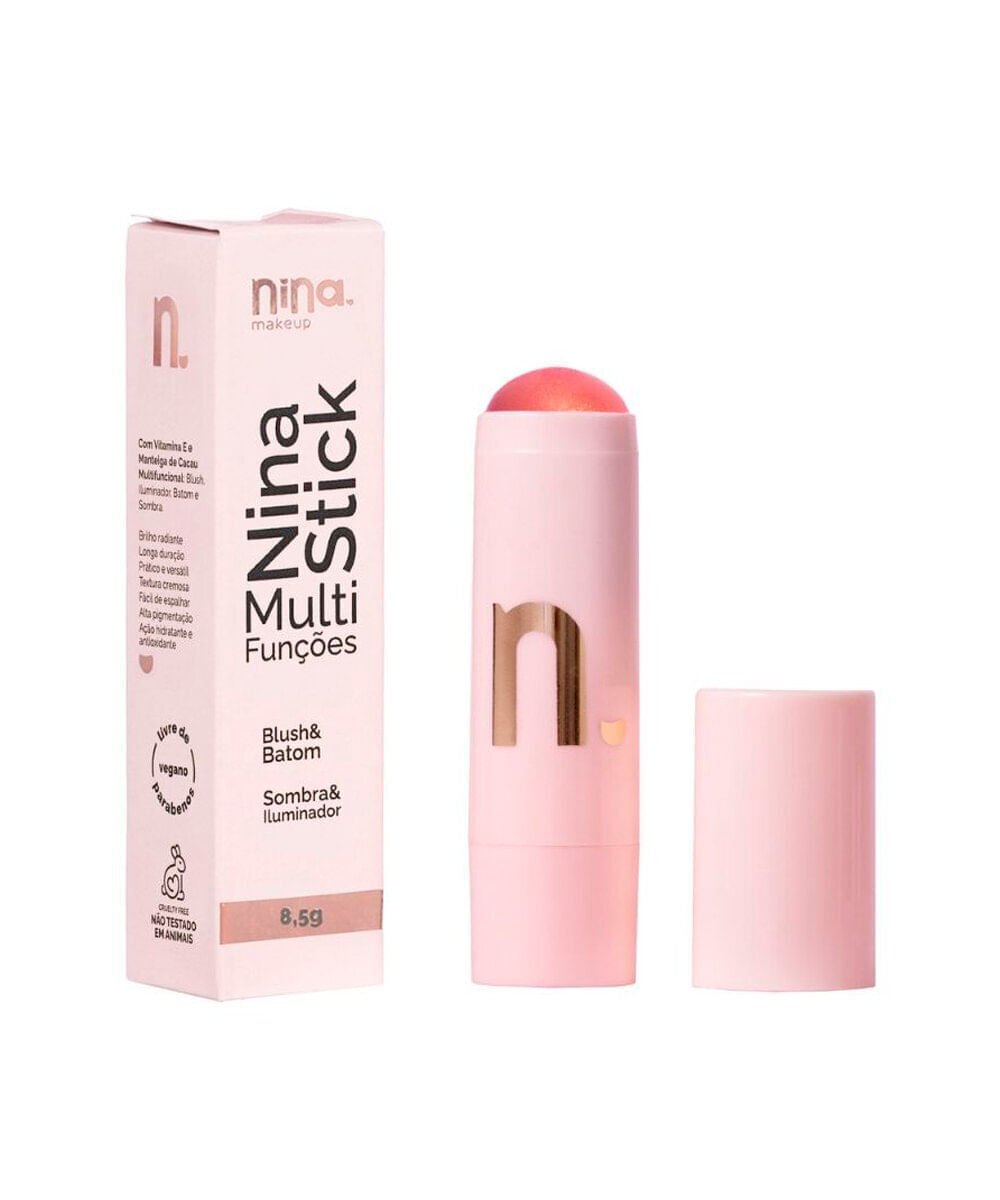 blush stick nina makeup multifunções peach glow
