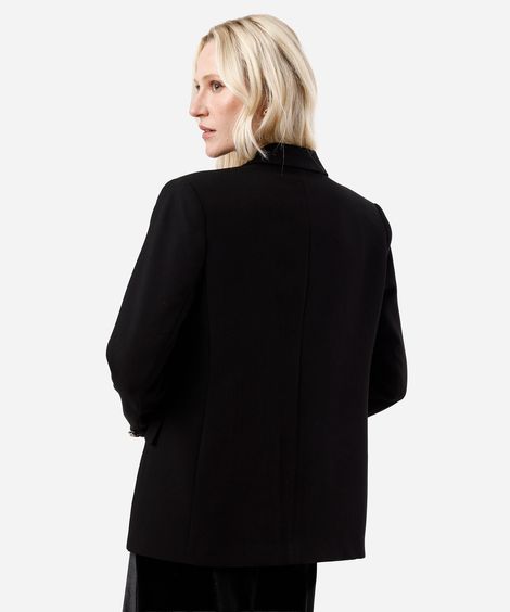 blazer de alfaiataria feminino botões dourados preto