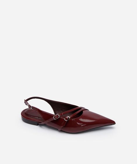 sapatilha slingback bico fino com fivelas vinho