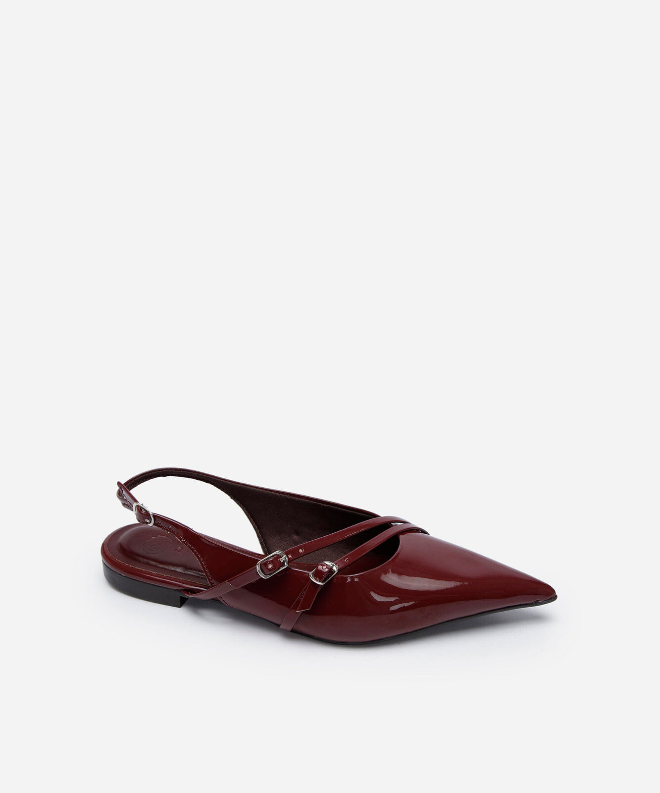 sapatilha slingback bico fino com fivelas vinho