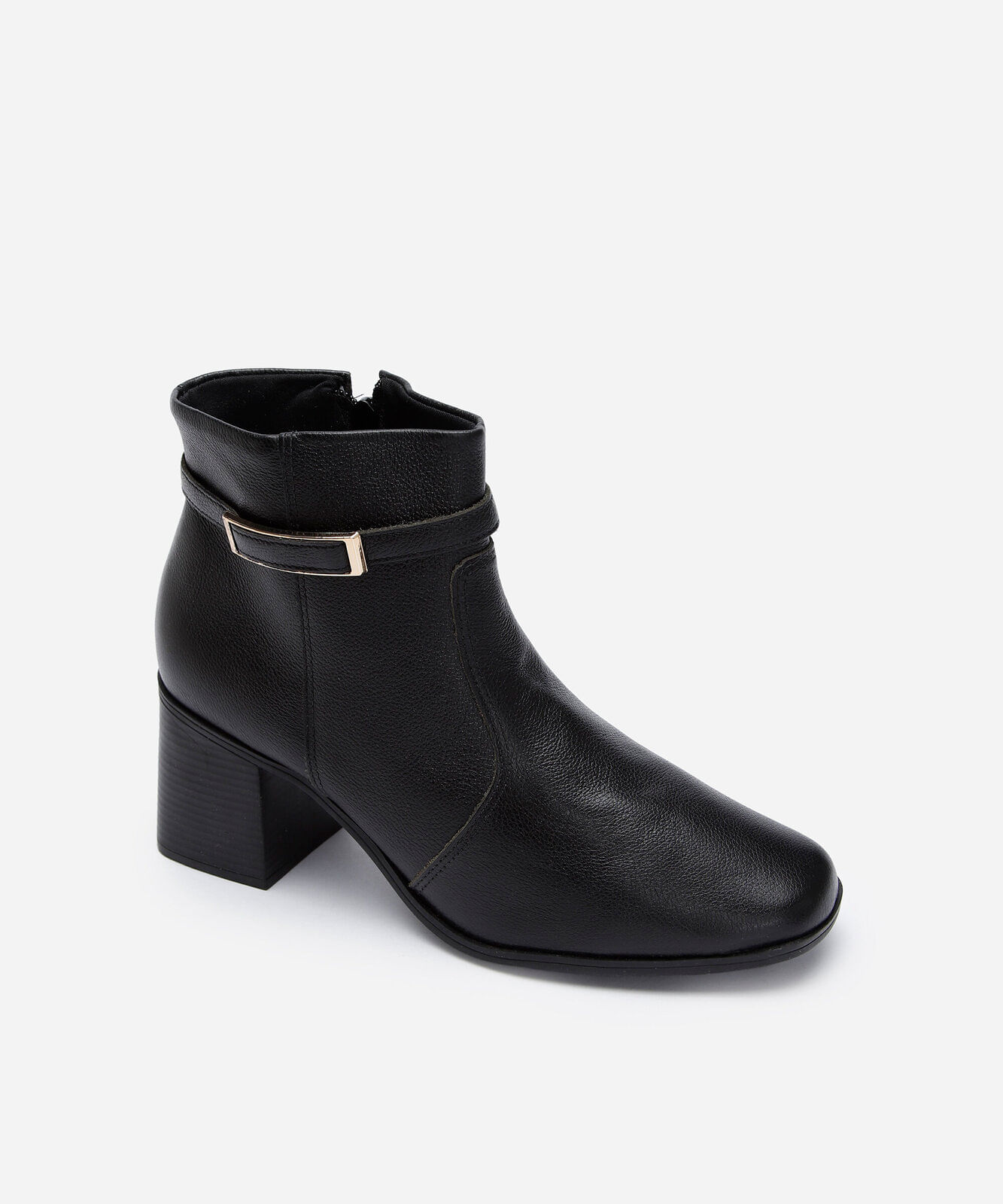 bota cano curto salto grosso médio preta