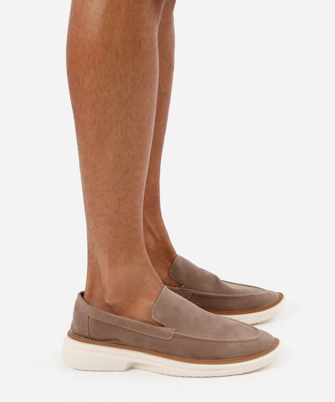 mocassim masculino texturizado marrom