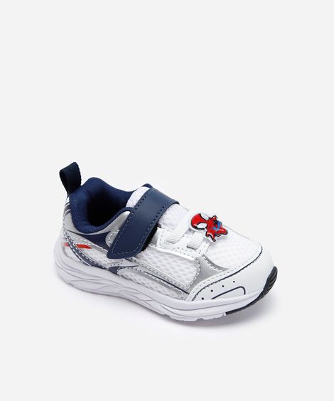 tênis esportivo infantil com recortes e velcro homem aranha branco