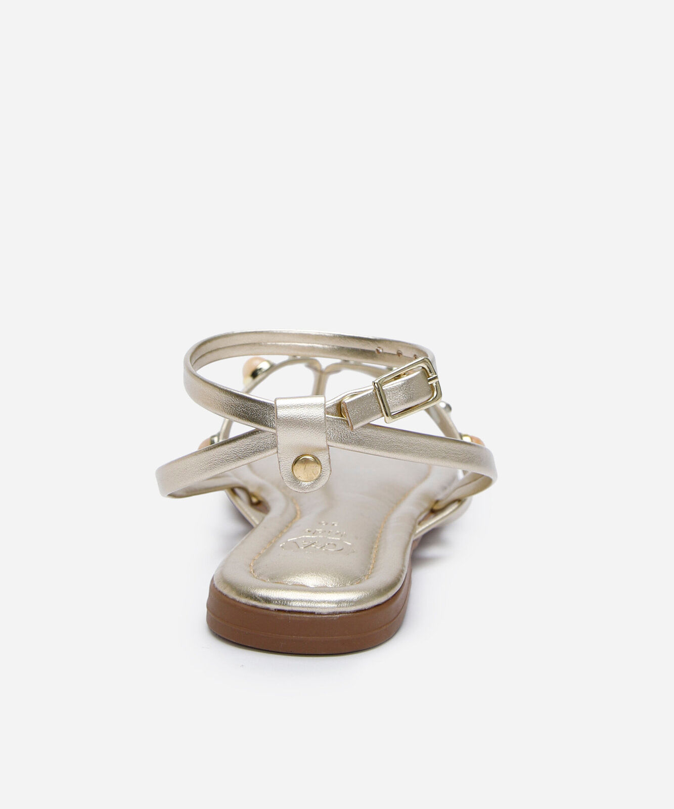 rasteirinha infantil com tachas dourada