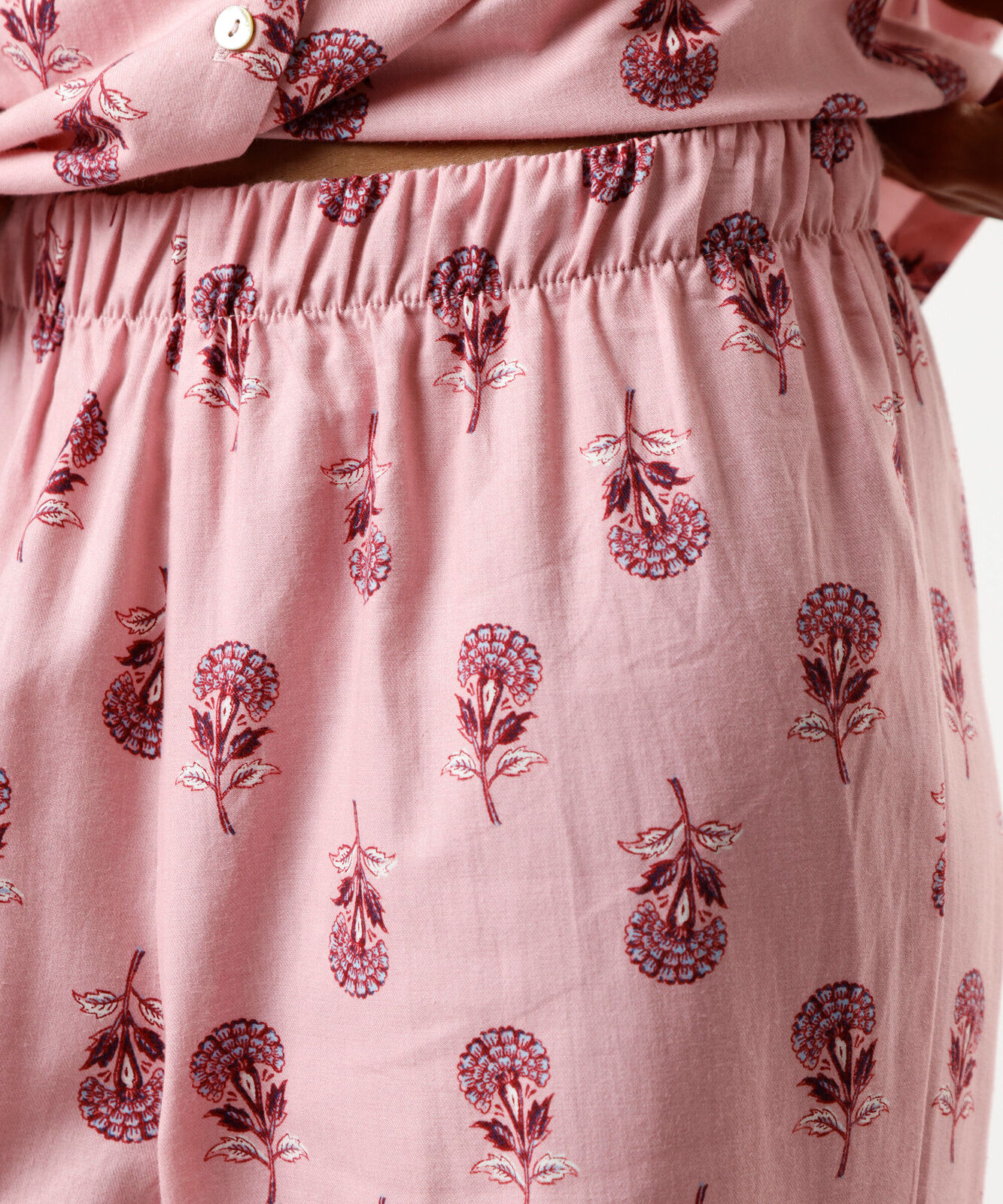 pijama longo americano feminino de algodão floral rosa