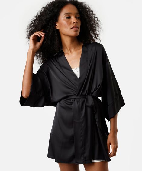 robe curto feminino acetinado preto