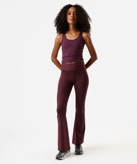 calça legging flare esportiva feminina de poliamida vinho