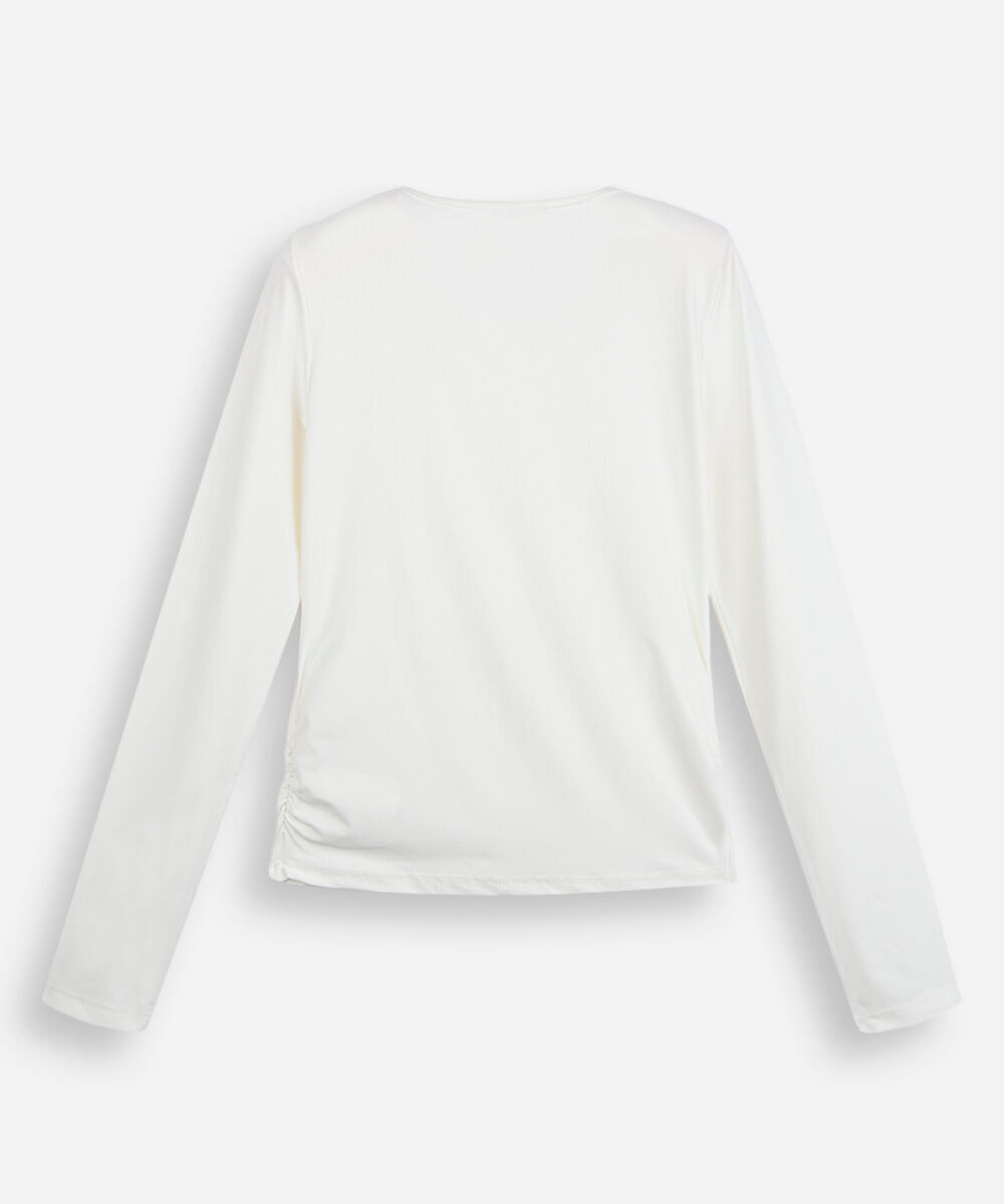 blusa juvenil de poliamida com franzido off white