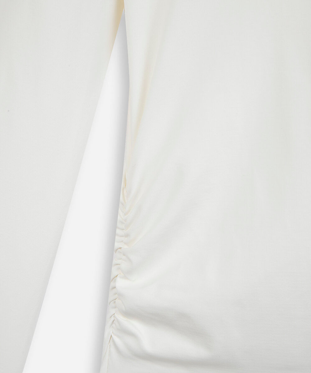 blusa juvenil de poliamida com franzido off white