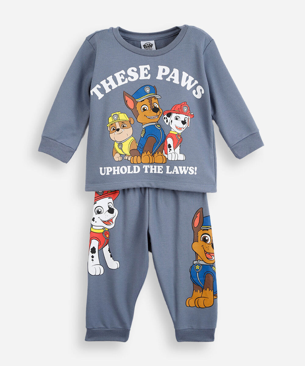pijama longo infantil com algodão patrulha canina azul