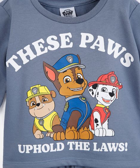 pijama longo infantil com algodão patrulha canina azul
