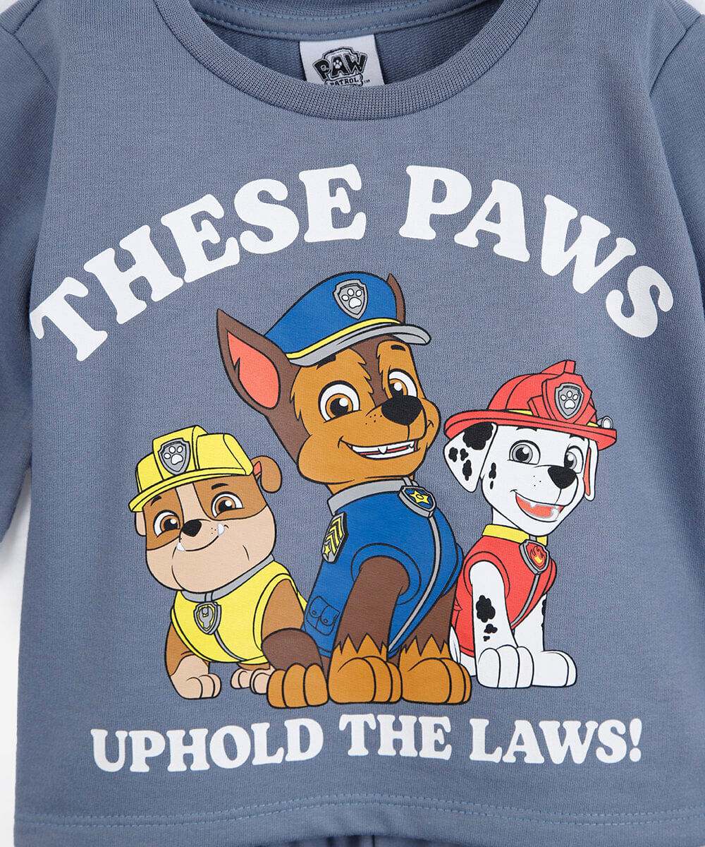 pijama longo infantil com algodão patrulha canina azul