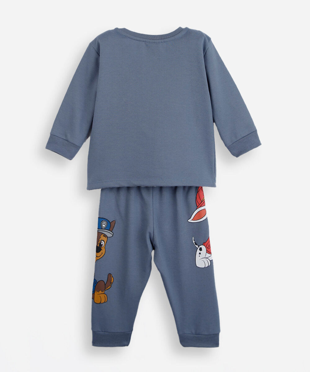 pijama longo infantil com algodão patrulha canina azul