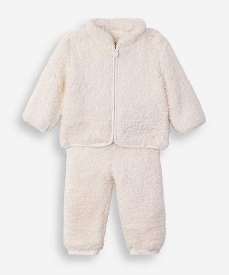 conjunto longo infantil de sherpa off white
