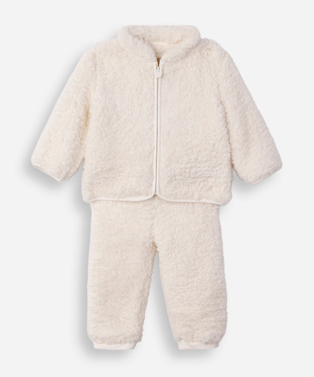 conjunto longo infantil de sherpa off white