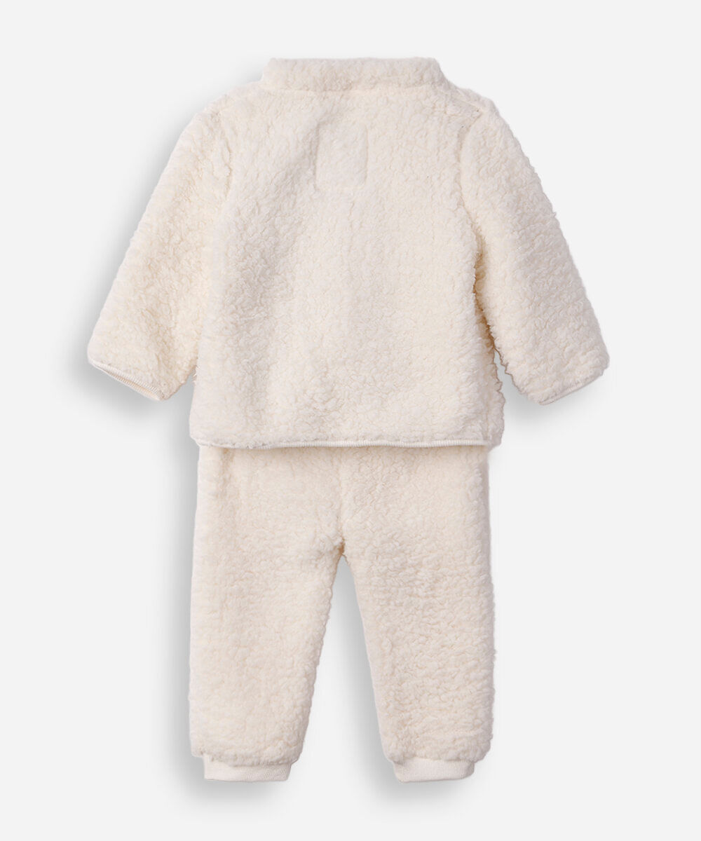 conjunto longo infantil de sherpa off white