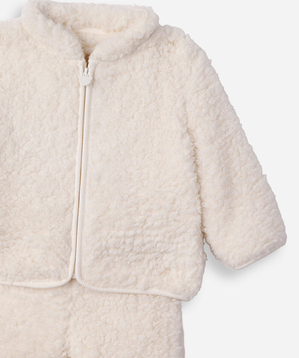 conjunto longo infantil de sherpa off white