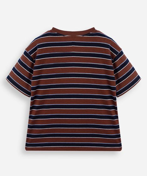 camiseta infantil com algodão manga curta listrada marrom