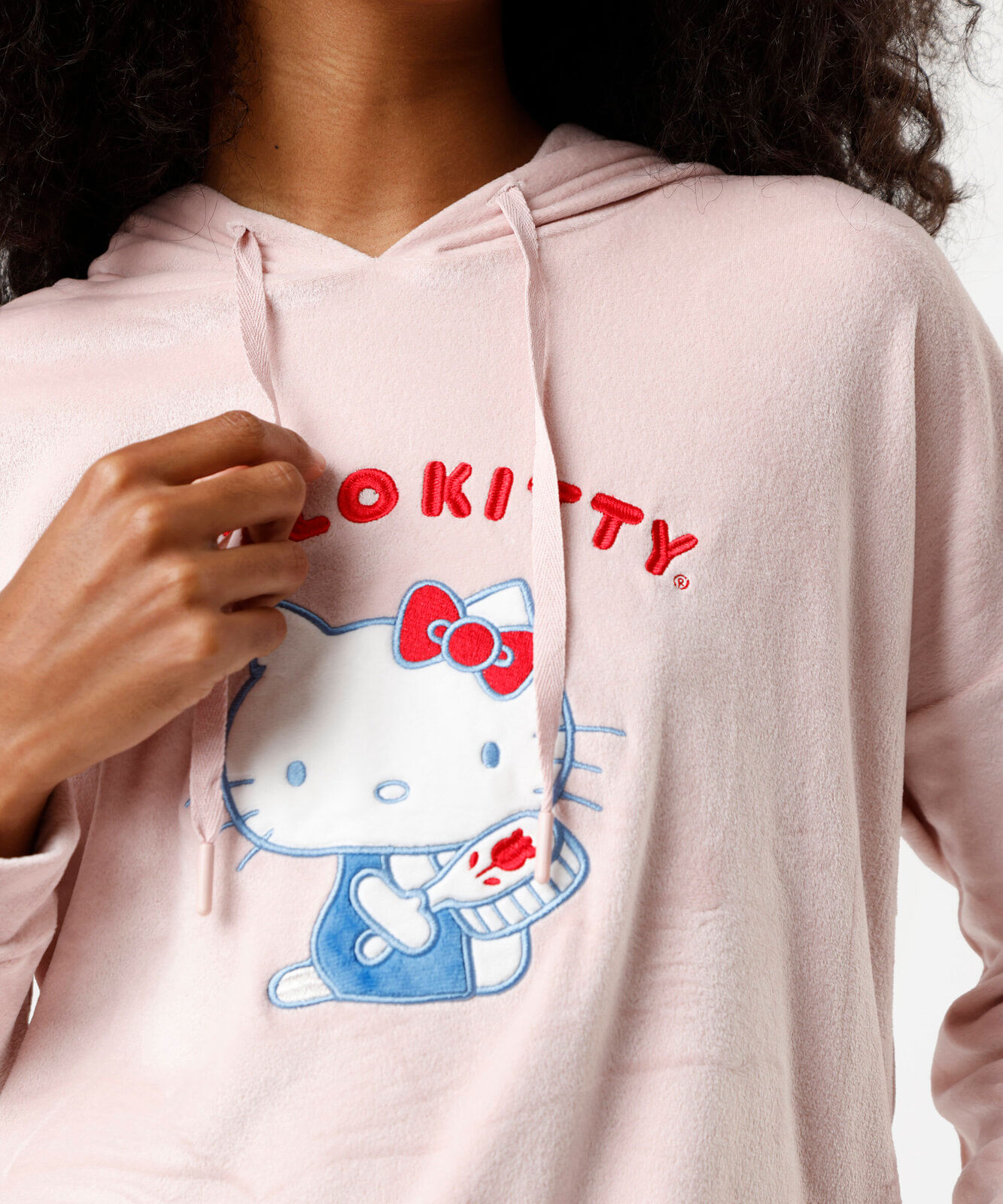 pijama longo feminino de plush hello kitty rosa