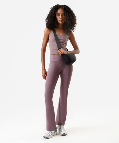 calça legging flare esportiva feminina de poliamida roxa