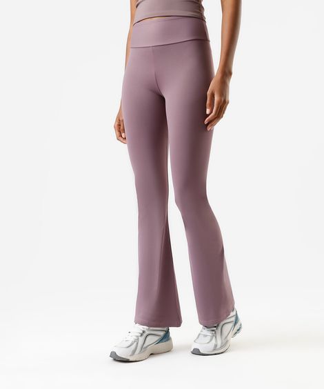 calça legging flare esportiva feminina de poliamida roxa