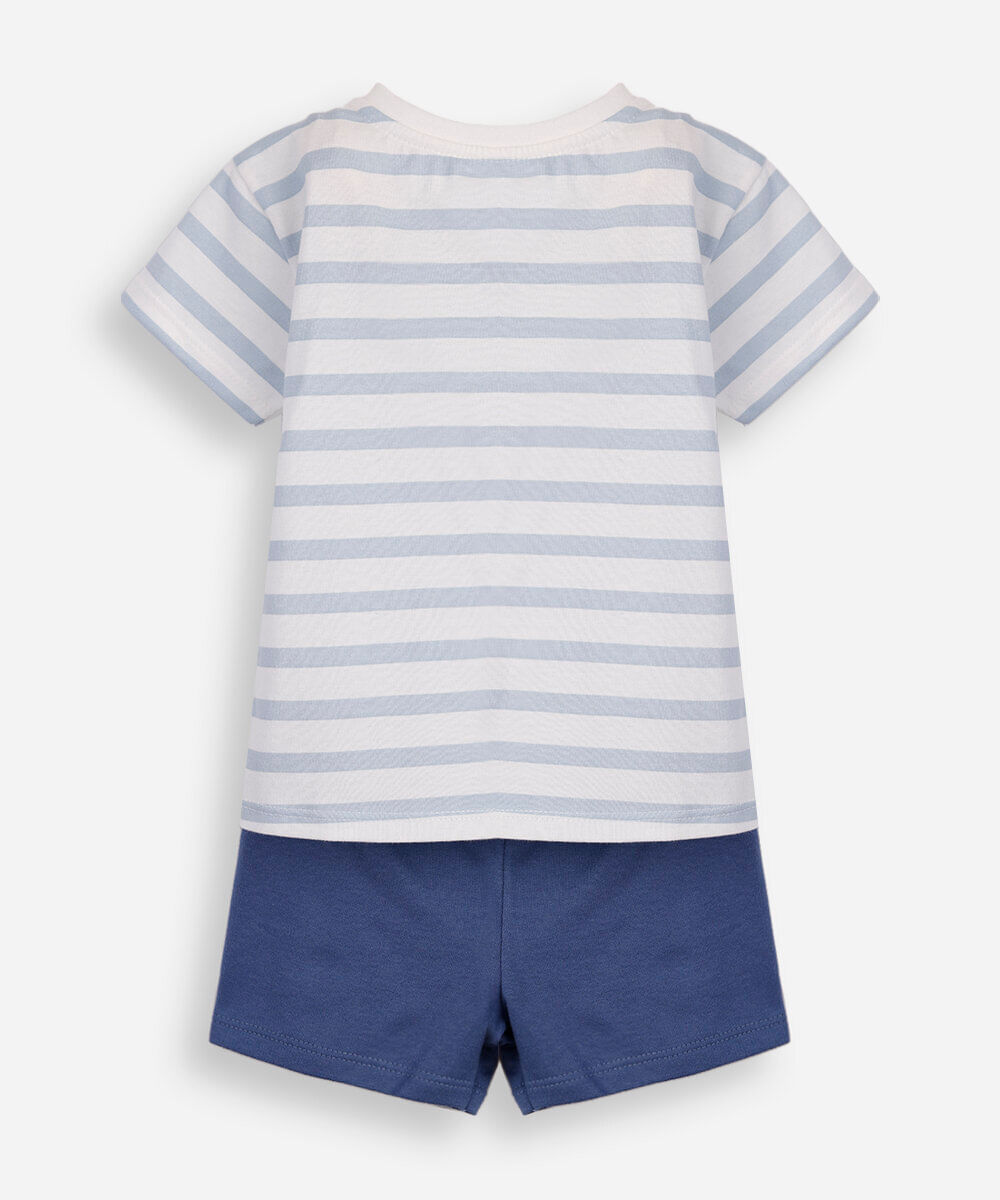 conjunto curto infantil de algodão turma do mickey listrado azul