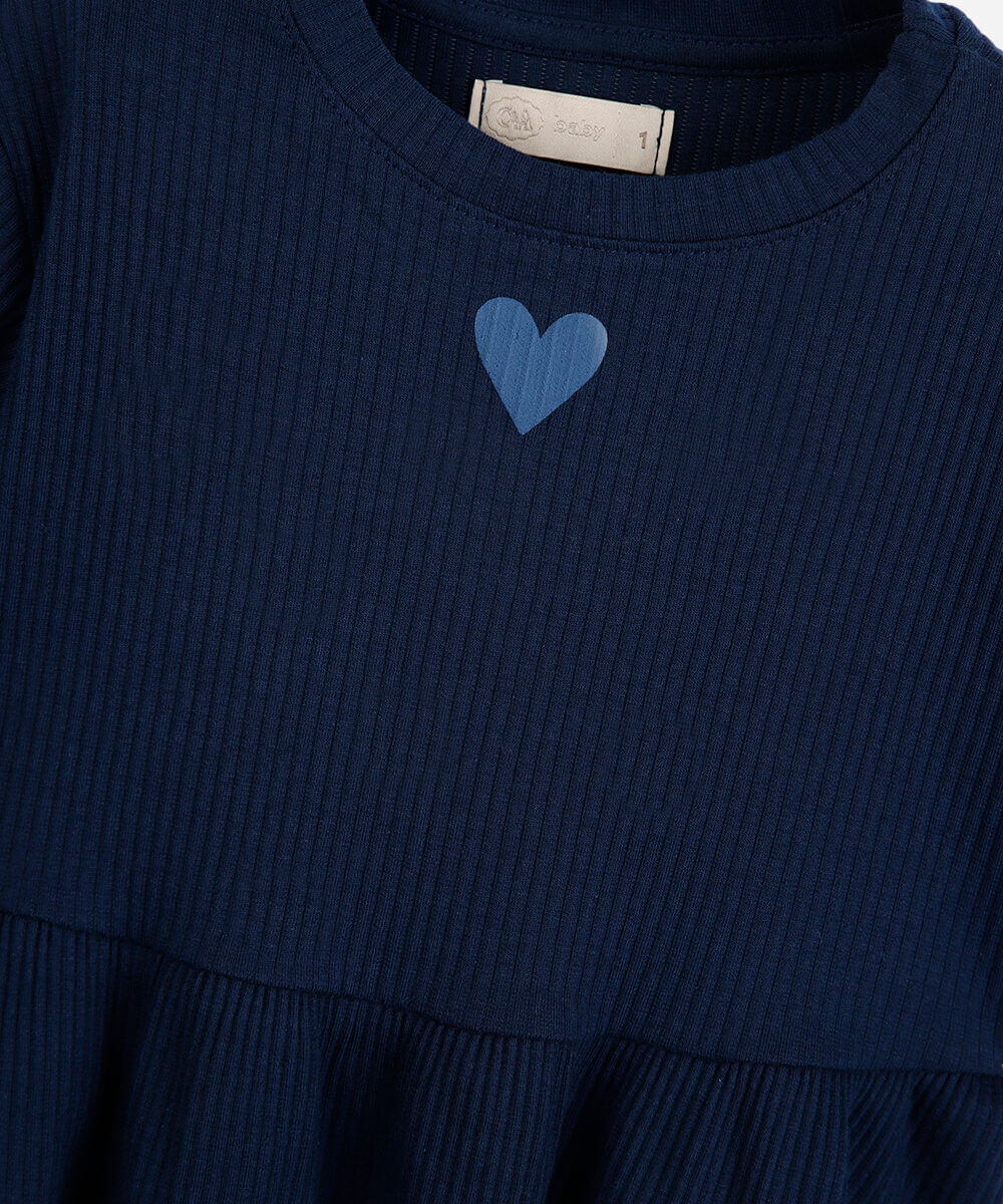 conjunto longo infantil de algodão floral azul