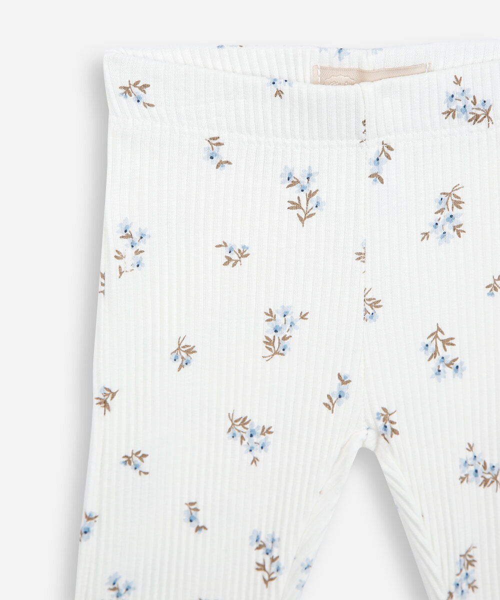 conjunto longo infantil de algodão floral azul