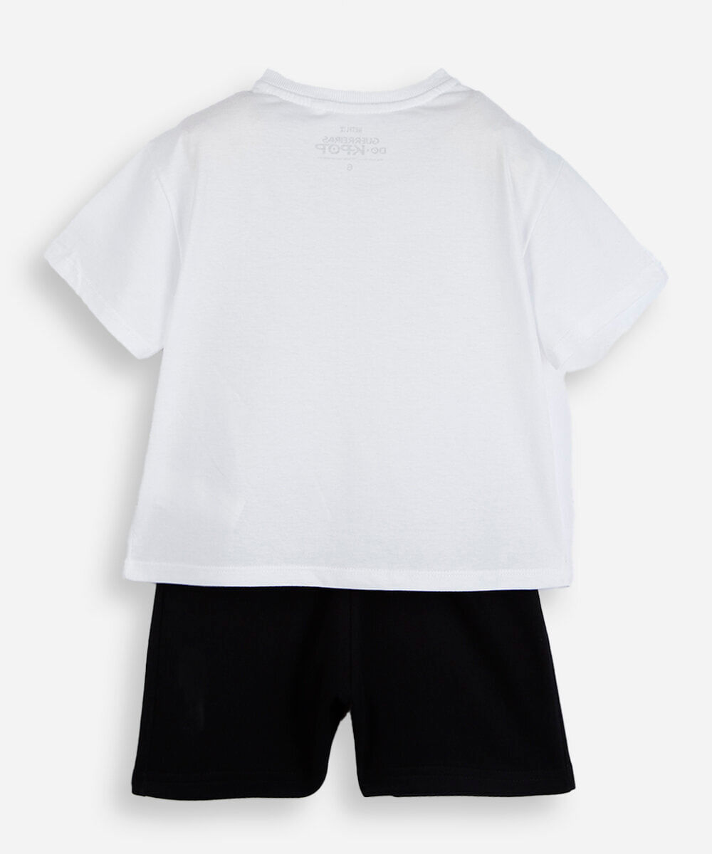 conjunto curto infantil de algodão guerreiras do kpop off white