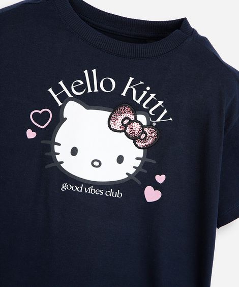 conjunto curto infantil de algodão hello kitty azul