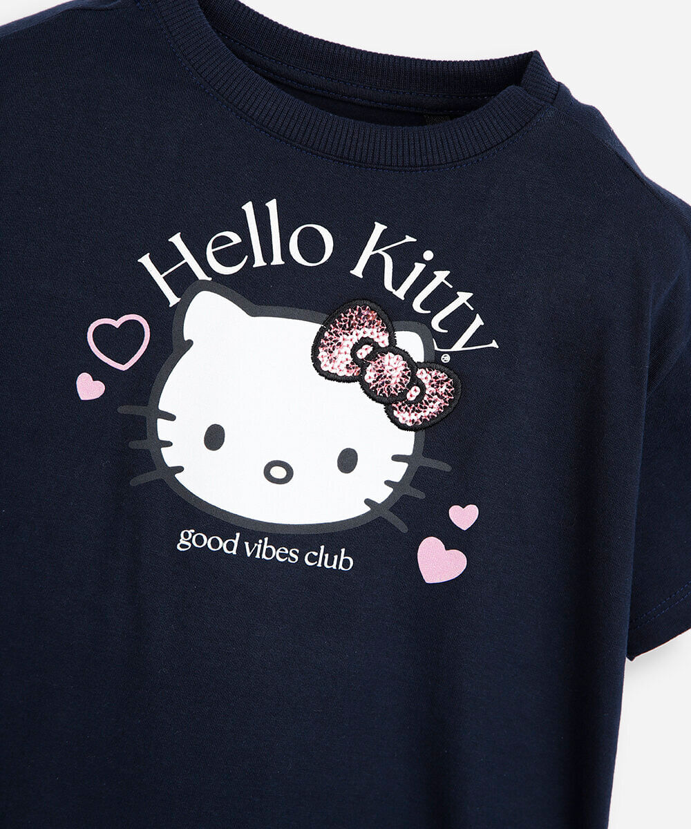 conjunto curto infantil de algodão hello kitty azul