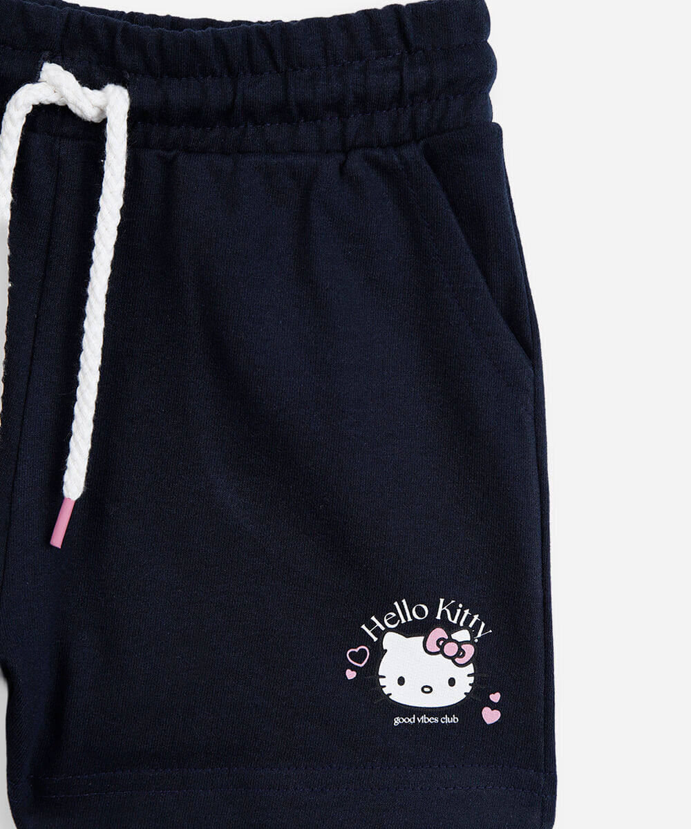 conjunto curto infantil de algodão hello kitty azul