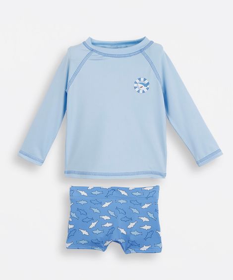 conjunto de praia infantil tubarões azul