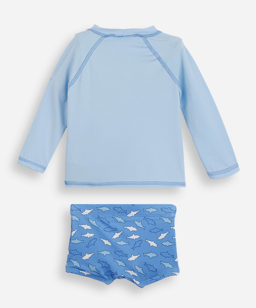 conjunto de praia infantil tubarões azul