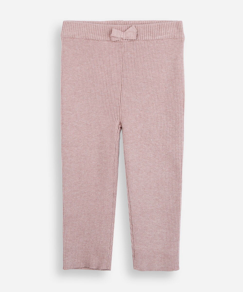 calça infantil de tricot canelada rosa