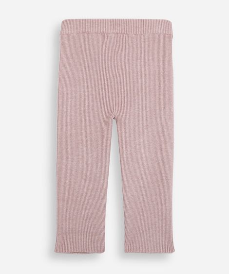 calça infantil de tricot canelada rosa