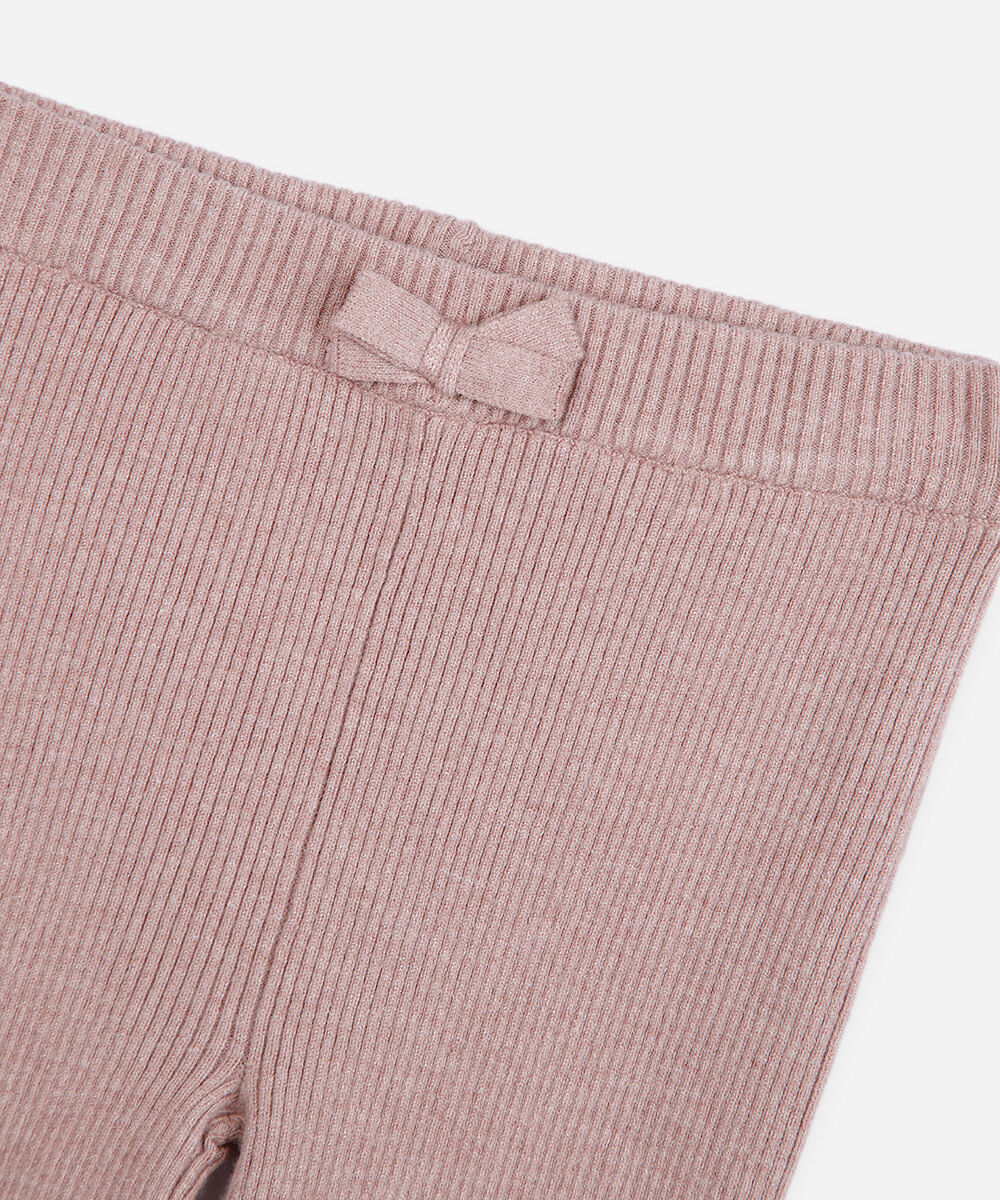 calça infantil de tricot canelada rosa