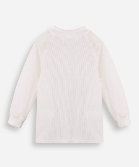 blusa infantil com algodão manga longa canelada off white