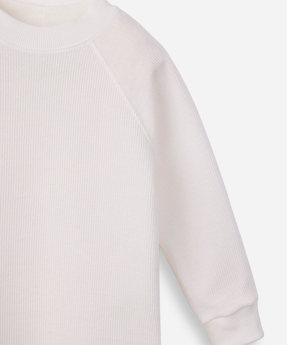 blusa infantil com algodão manga longa canelada off white