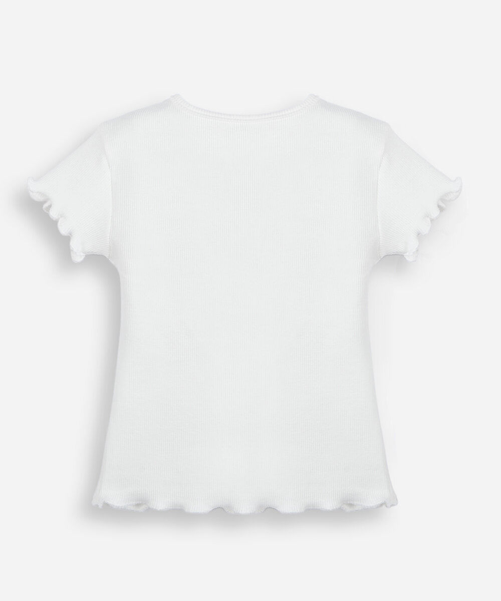 blusa infantil de algodão manga curta hello kitty canelada off white