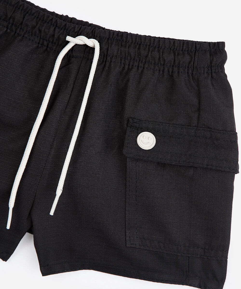 short cargo infantil cós elástico preto