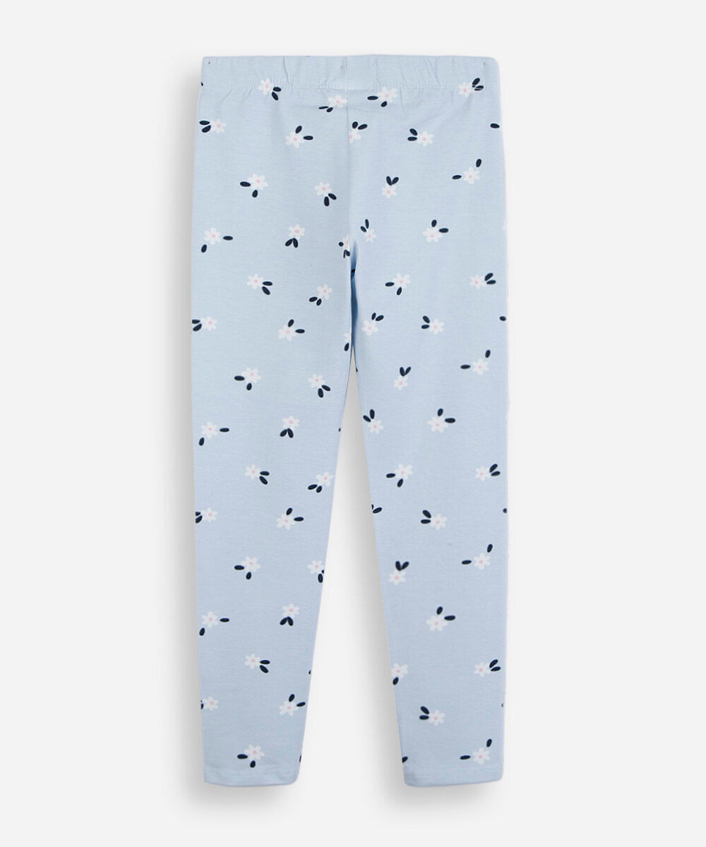 kit de 2 calças legging infantil de algodão floral colorido